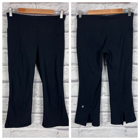 LULULEMON Women's 6 Black Gather & Crow Crop Pull‎ On Stretch Yoga Legging Pants - Picture 10 of 10